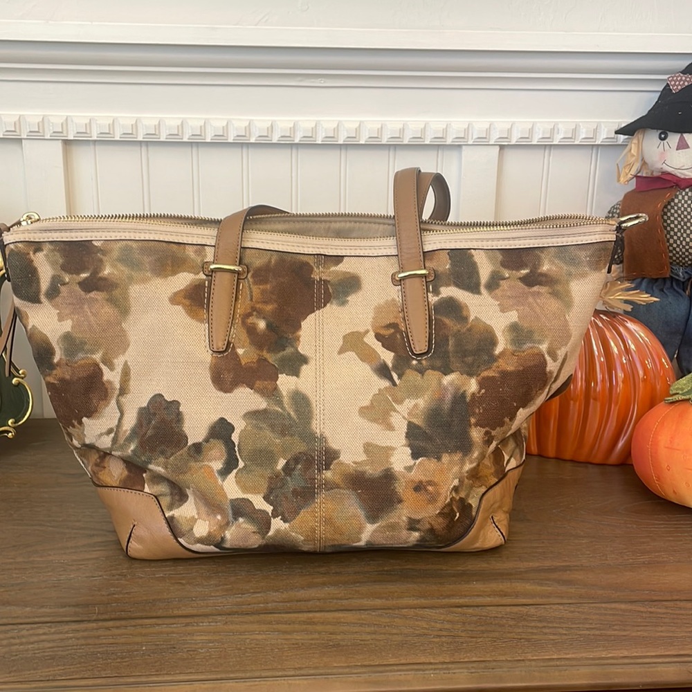 Coach Floral Brown and Tan Shoulder Bag